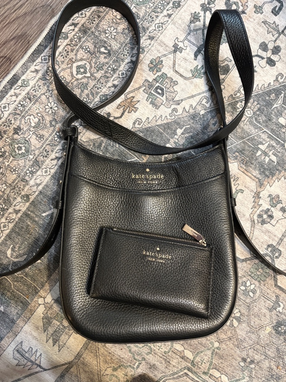kate spade New York Black Leather Crossbody with wallet